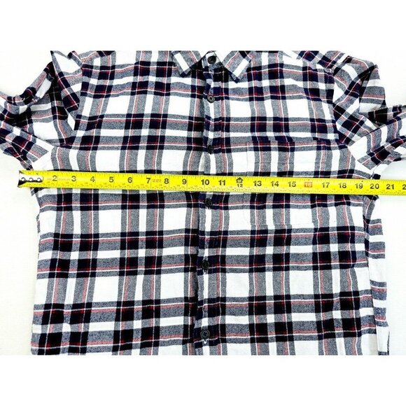 Uniqlo Size Small Men's White Black Red Check Long Sleeve Flannel Cotton Shirt - Picture 3 of 10